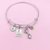 Eye Chart Charm Bracelet, Personalized Initial, Optometry Gift