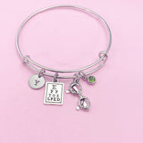 Eye Chart Charm Bracelet, Personalized Initial, Optometry Gift