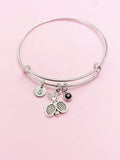 Silver Tennis Racket Charm Bracelet, N716A