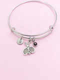 Silver Tennis Racket Charm Bracelet, N716A