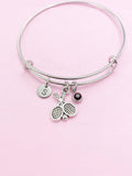 Silver Tennis Racket Charm Bracelet, N716A