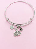 Silver Tennis Racket Charm Bracelet, N716A