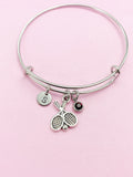 Silver Tennis Racket Charm Bracelet, N716A