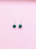 Tiny Malachite Dainty 925 Sterling Silver Stud Earrings Natural Malachite, Gifts for Girlfriends, N5586