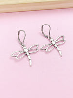 Silver Dragonfly Charm Earrings Birthday Gift, AN5583
