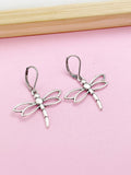 Silver Dragonfly Charm Earrings Birthday Gift, AN5583
