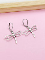 Silver Dragonfly Charm Earrings Birthday Gift, AN5583