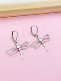 Silver Dragonfly Charm Earrings Birthday Gift, AN5583