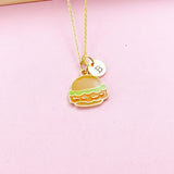 Gold Hamburger Charm Necklace, Gold Burger Jewelry Gift, N3578