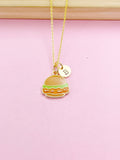 Gold Hamburger Charm Necklace, Gold Burger Jewelry Gift, N3578