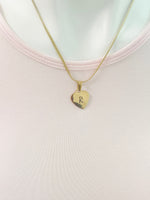 Initial Alphabet Letter Charm Stainless Steel Necklace in Gold or Silver, Personalized Gift, D454