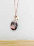 Rhodonite Necklace, Natural Gemstone Jewelry N4285