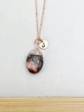 Rhodonite Necklace, Natural Gemstone Jewelry N4285