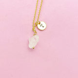 Natural Quartz Nugget Necklace in Gold, Silver, Rose Gold or Black in Option, AN3042