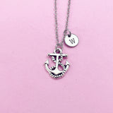 Silver Anchor Charm Necklace, N557