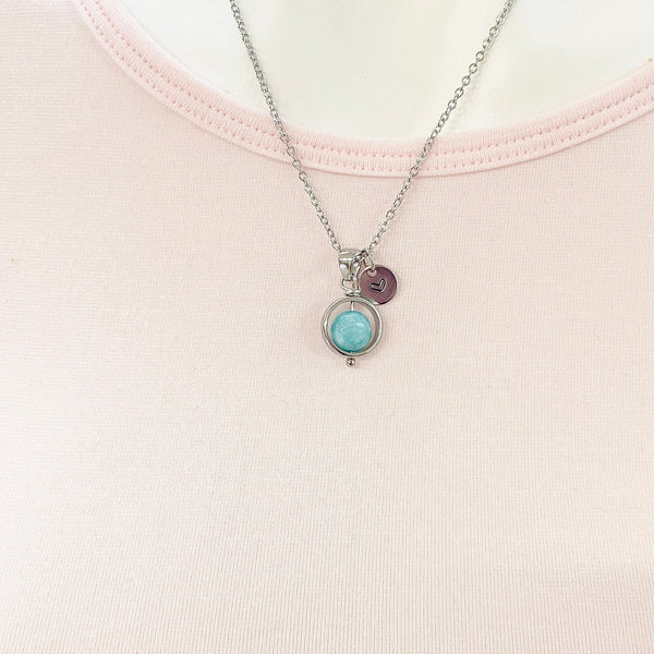 Jade Necklace, Natural Gemstone Jewelry, Spinner Silver Necklace, 17N5055