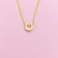 TINY Horseshoe Charm Necklace in Gold, Luck Gift, Dainty Necklace, Delicate Minimal, Mother's Day Gift, N2617