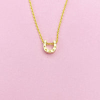 TINY Horseshoe Charm Necklace in Gold, Luck Gift, Dainty Necklace, Delicate Minimal, Mother's Day Gift, N2617