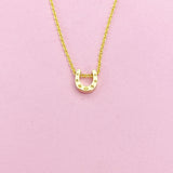 Gold Horseshoe Charm Necklace, Minimalist Luck Jewelry