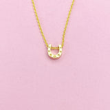 TINY Horseshoe Charm Necklace in Gold, Luck Gift, Dainty Necklace, Delicate Minimal, Mother's Day Gift, N2617