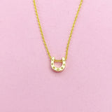 TINY Horseshoe Charm Necklace in Gold, Luck Gift, Dainty Necklace, Delicate Minimal, Mother's Day Gift, N2617