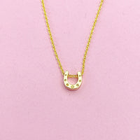 TINY Horseshoe Charm Necklace in Gold, Luck Gift, Dainty Necklace, Delicate Minimal, Mother's Day Gift, N2617