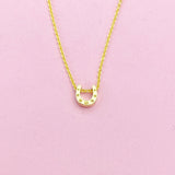 Gold Horseshoe Charm Necklace, Minimalist Luck Jewelry