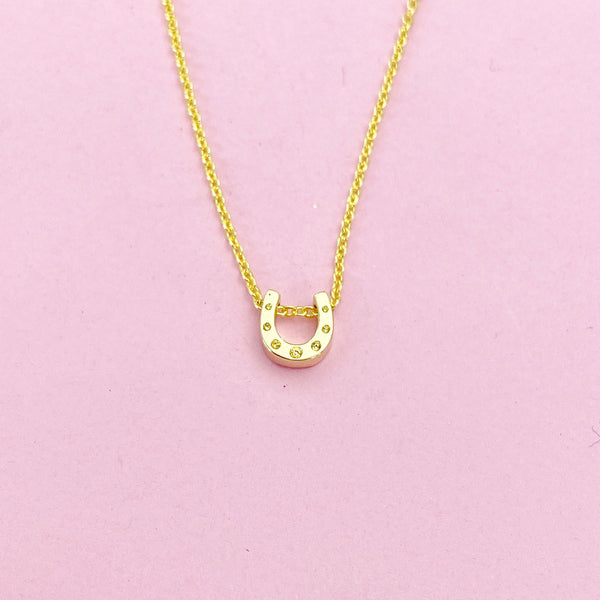 TINY Horseshoe Charm Necklace in Gold, Luck Gift, Dainty Necklace, Delicate Minimal, Mother's Day Gift, N2617