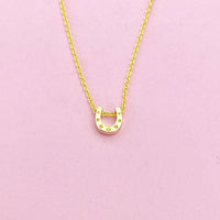 TINY Horseshoe Charm Necklace in Gold, Luck Gift, Dainty Necklace, Delicate Minimal, Mother's Day Gift, N2617