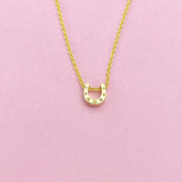 TINY Horseshoe Charm Necklace in Gold, Luck Gift, Dainty Necklace, Delicate Minimal, Mother's Day Gift, N2617