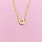 Gold Horseshoe Charm Necklace, Minimalist Luck Jewelry