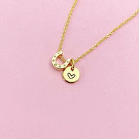 Cute Tiny Horseshoe Necklace in Gold, AN2617