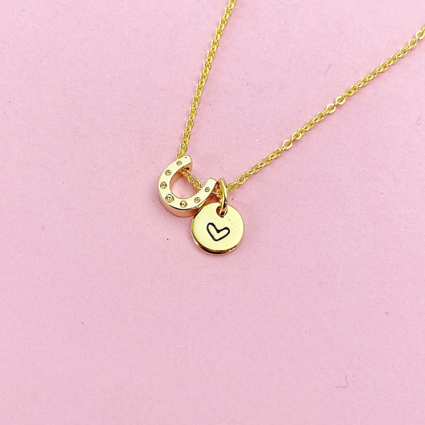 Cute Tiny Horseshoe Necklace in Gold, AN2617