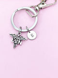 Silver Licensed Vocational Nurse Caduceus LVN Charm Keychain Gifts, N263A