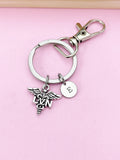 Silver Licensed Vocational Nurse Caduceus LVN Charm Keychain Gifts, N263A