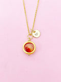 Gold Sardonyx Necklace, Natural Sardonyx Gemstone Jewelry, Spinner Necklace, N5605