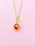 Gold Sardonyx Necklace, Natural Gemstone Jewelry, Spinner Necklace, Silver Option, N5605