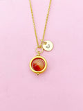 Gold Sardonyx Necklace, Natural Gemstone Jewelry, Spinner Necklace, Silver Option, N5605