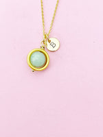 Gold Jade Necklace, Natural Jade Gemstone Jewelry, Spinner Necklace, N5606