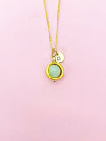 Gold Jade Necklace, Natural Jade Gemstone Jewelry, Spinner Necklace, N5606