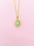 Gold Jade Necklace, Natural Jade Gemstone Jewelry, Spinner Necklace, N5606