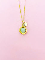 Gold Jade Necklace, Natural Jade Gemstone Jewelry, Spinner Necklace, N5606