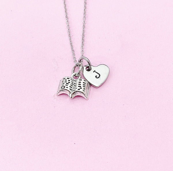 Silver Book Charm Necklace, N916