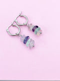Silver Fluorite Earrings, Natural Gemstone Jewelry, AN3975