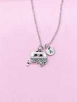 Camper Trailer Necklace, RV Camper, Camping Trailer Charm, Outdoors Camping Jewelry, Personalized Christmas Gift, N778