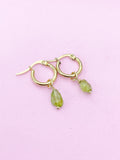 Peridot Earrings in Gold, Natural Gemstone Jewelry, BN3974