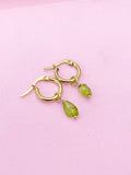 Peridot Earrings in Gold, Natural Gemstone Jewelry, BN3974