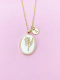 Lily of the Valley May Birth Flower Gold Necklace Birthday Gifts, Personalized Gifts, N4883E