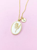 Lily of the Valley May Birth Flower Gold Necklace Birthday Gifts, Personalized Gifts, N4883E