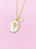 Lily of the Valley May Birth Flower Gold Necklace Birthday Gifts, Personalized Gifts, N4883E